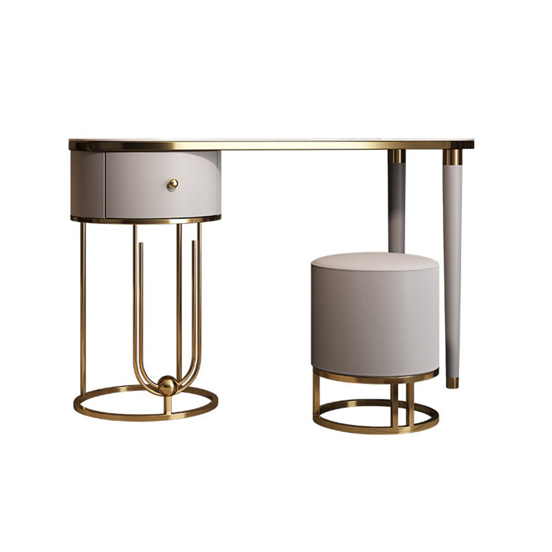 Glam Slate Top Makeup Vanity Desk Table Grey Dressing Table with Drawer