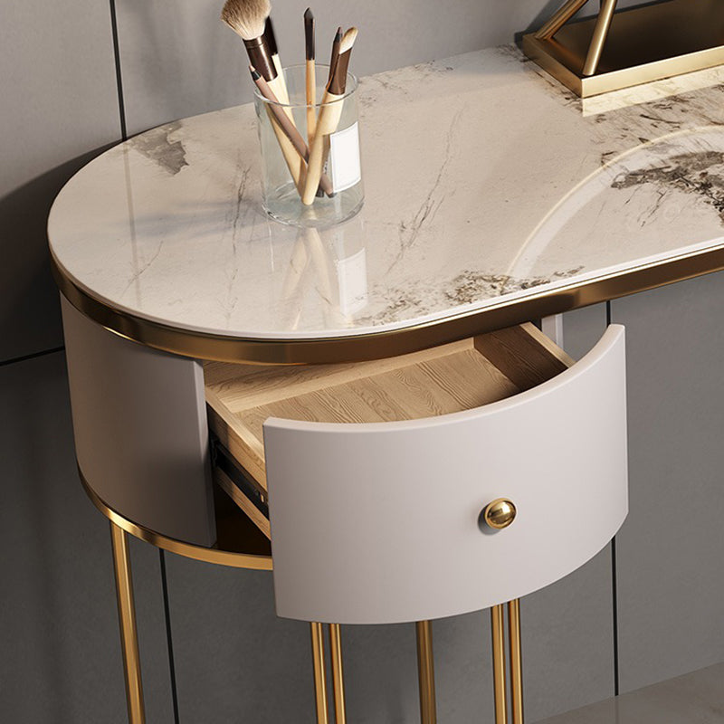 Glam Slate Top Makeup Vanity Desk Table Grey Dressing Table with Drawer