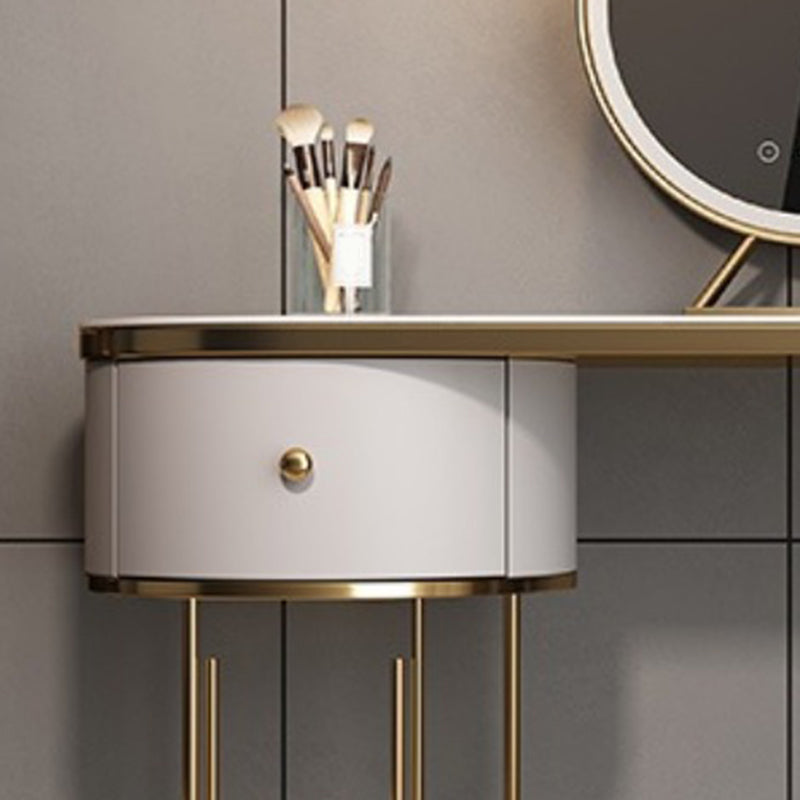 Glam Slate Top Makeup Vanity Desk Table Grey Dressing Table with Drawer