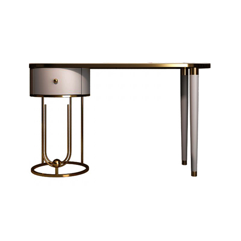 Glam Slate Top Makeup Vanity Desk Table Grey Dressing Table with Drawer