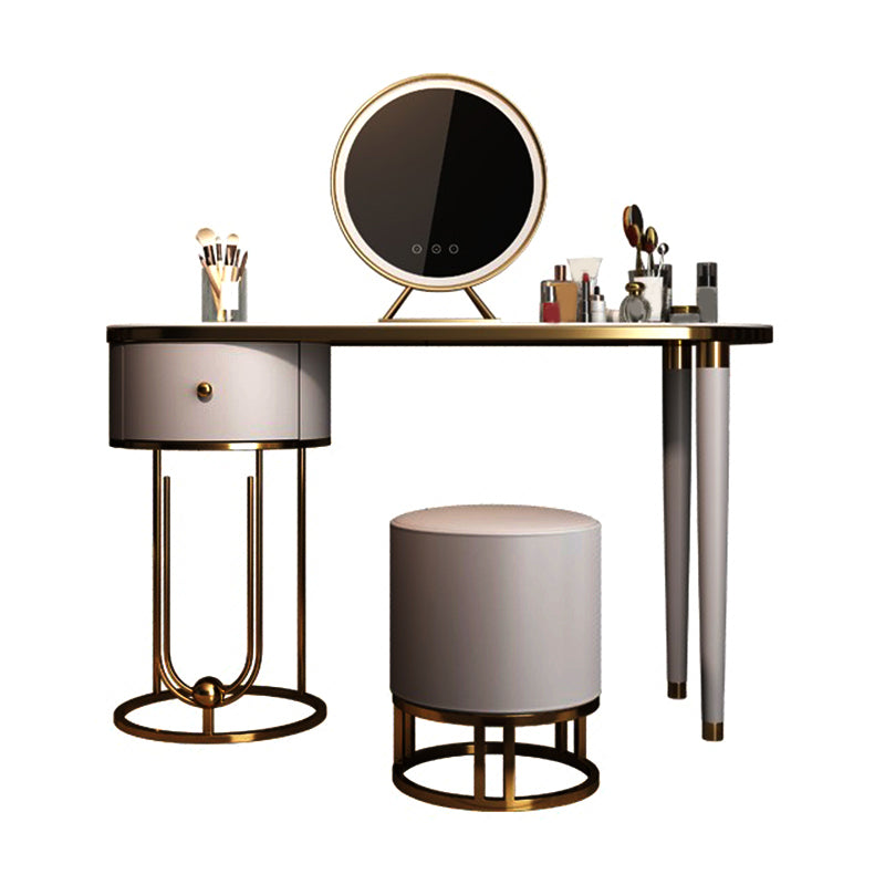 Glam Slate Top Makeup Vanity Desk Table Grey Dressing Table with Drawer