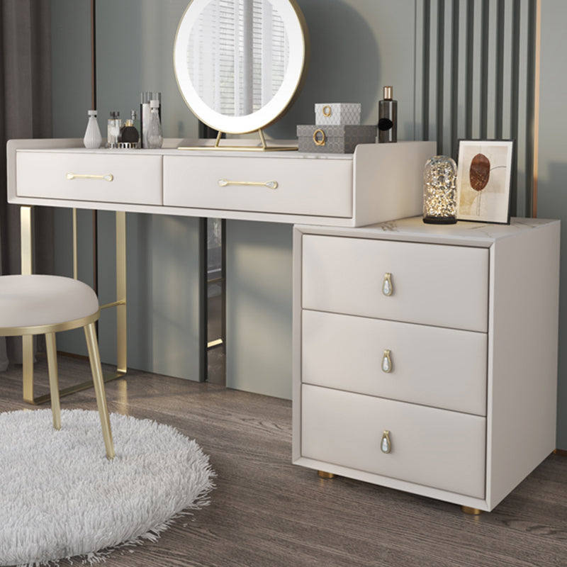 5 Storage Drawers Dressing Table Stool Set Glam Slate Top Makeup Counter