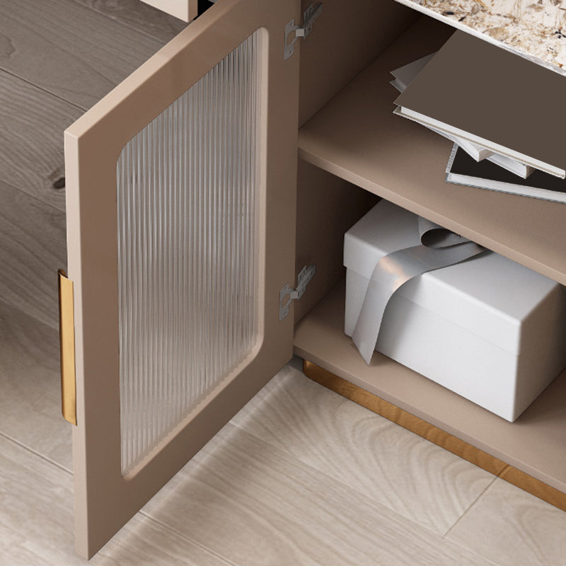 Glam Solid Wood Vanity Makeup Table Set Slate Top Dressing Table