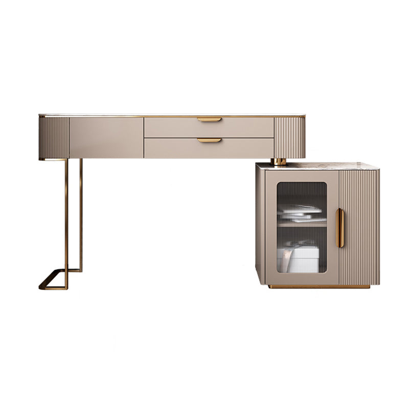 Glam Solid Wood Vanity Makeup Table Set Slate Top Dressing Table