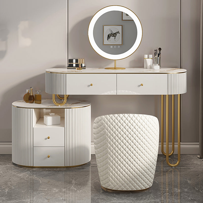 Slate Top Glam Make-up Vanity 4 Drawer Vanity Dressing Table Set