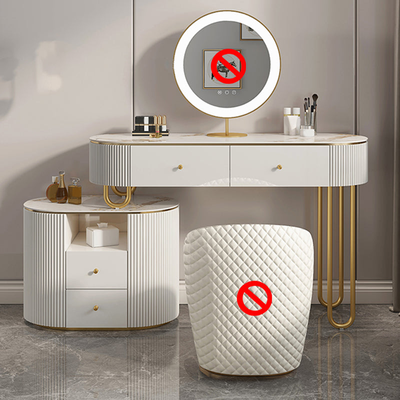 Slate Top Glam Make-up Vanity 4 Drawer Vanity Dressing Table Set