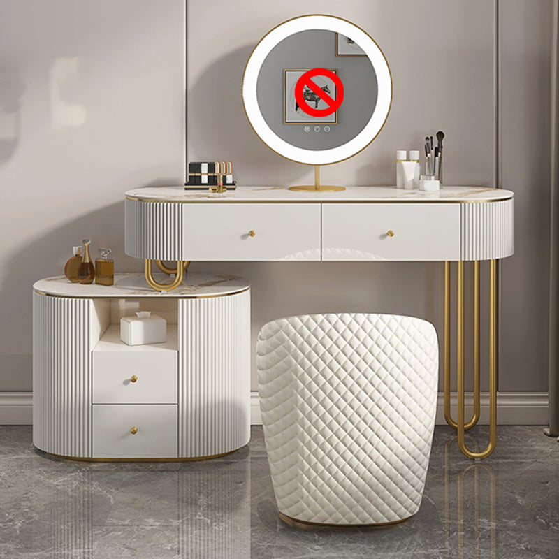 Slate Top Glam Make-up Vanity 4 Drawer Vanity Dressing Table Set