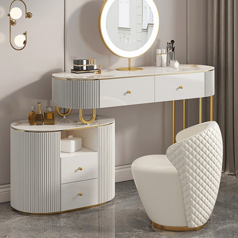 Slate Top Glam Make-up Vanity 4 Drawer Vanity Dressing Table Set