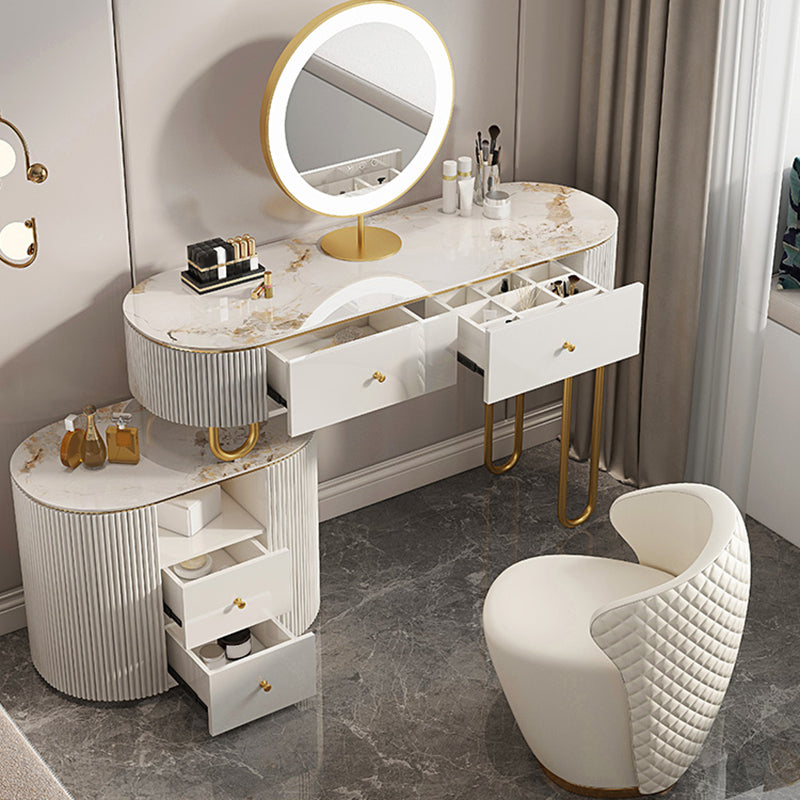 Slate Top Glam Make-up Vanity 4 Drawer Vanity Dressing Table Set
