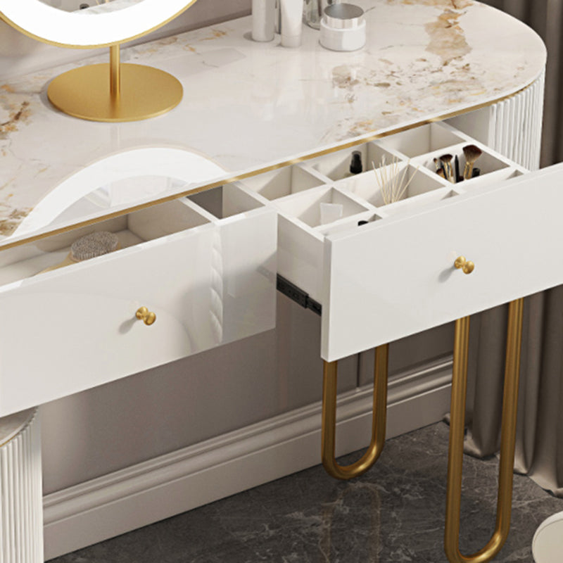 Slate Top Glam Make-up Vanity 4 Drawer Vanity Dressing Table Set