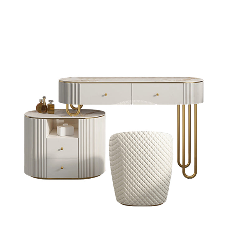 Slate Top Glam Make-up Vanity 4 Drawer Vanity Dressing Table Set