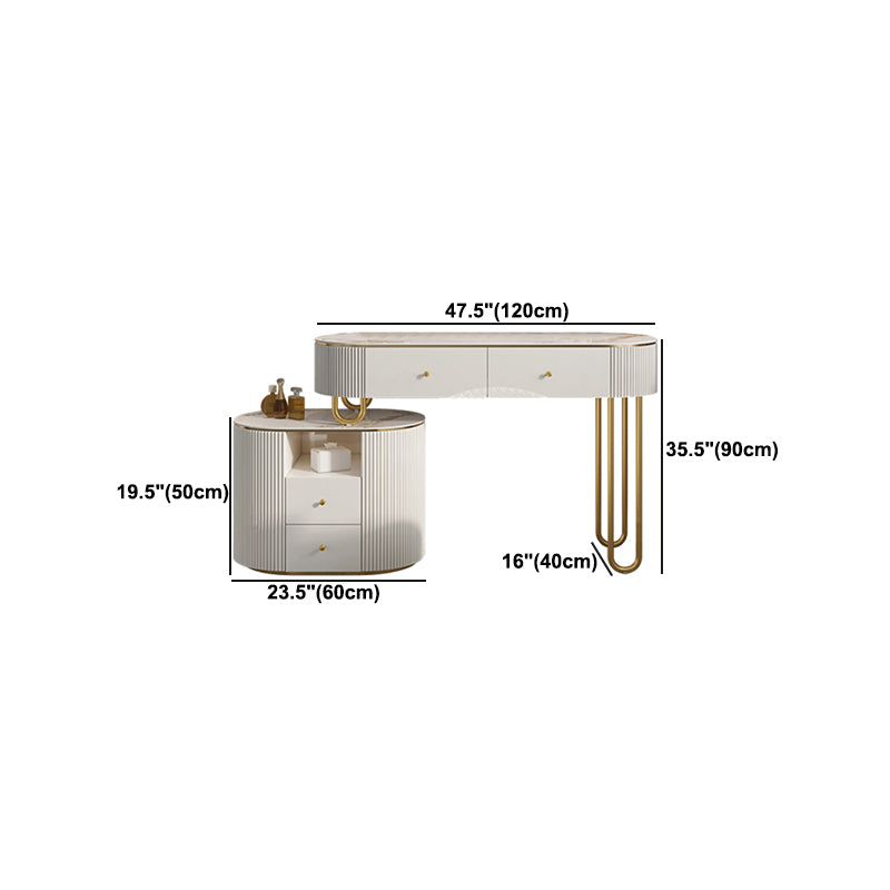 Slate Top Glam Make-up Vanity 4 Drawer Vanity Dressing Table Set