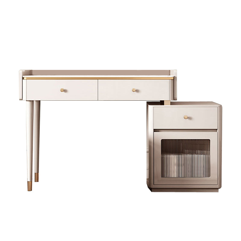 Glam Makeup Vanity Desk Slate Top Dressing Table With 3 Storage Drawers