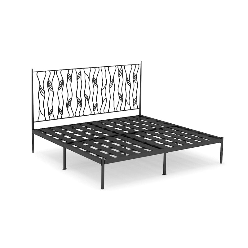 Glam Metal Open-Frame Bed with Rectangular Headboard, 45.3" Tall