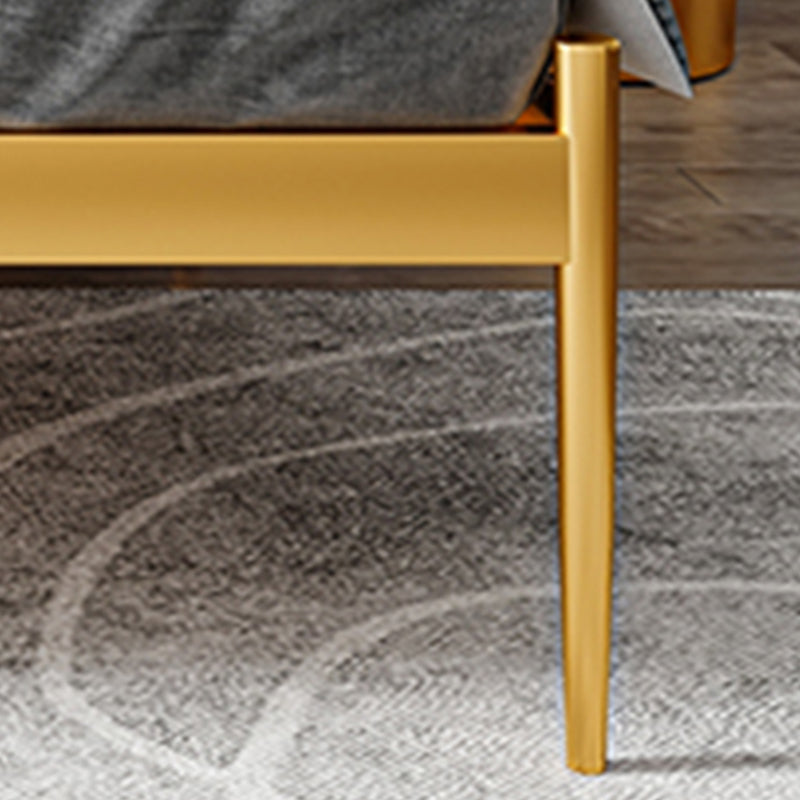 Glam Metal Open-Frame Bed with Rectangular Headboard, 45.3" Tall