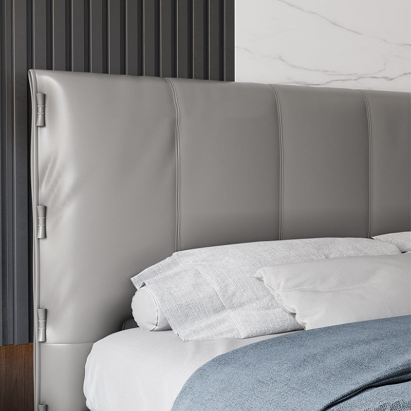 Wood and Upholstered Standard Bed Contemporary Panel Bed, 47" Tall