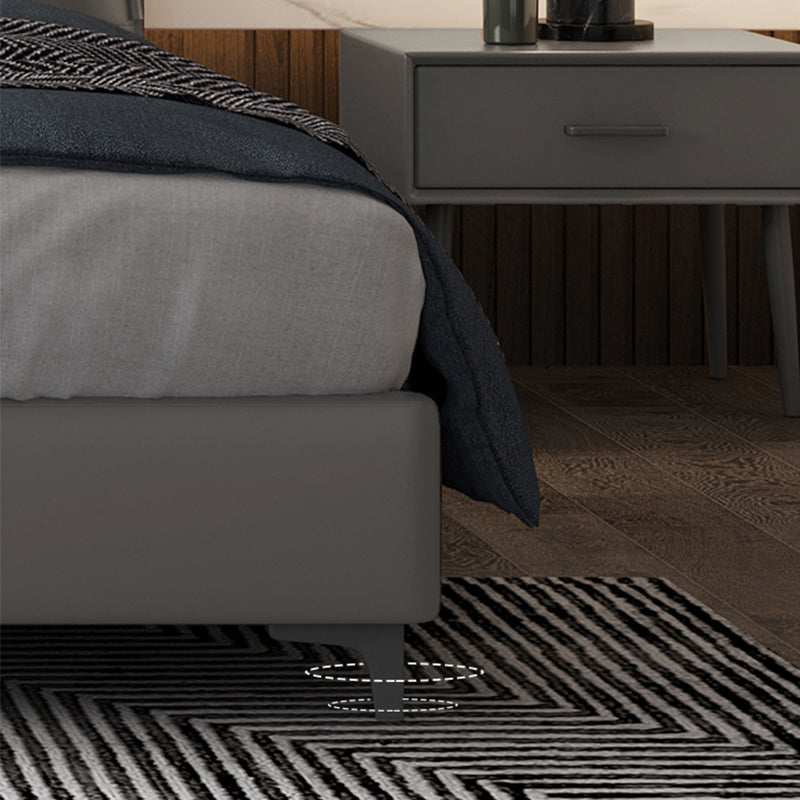 Wood and Upholstered Standard Bed Contemporary Panel Bed, 47" Tall