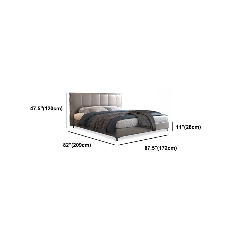 Wood and Upholstered Standard Bed Contemporary Panel Bed, 47" Tall