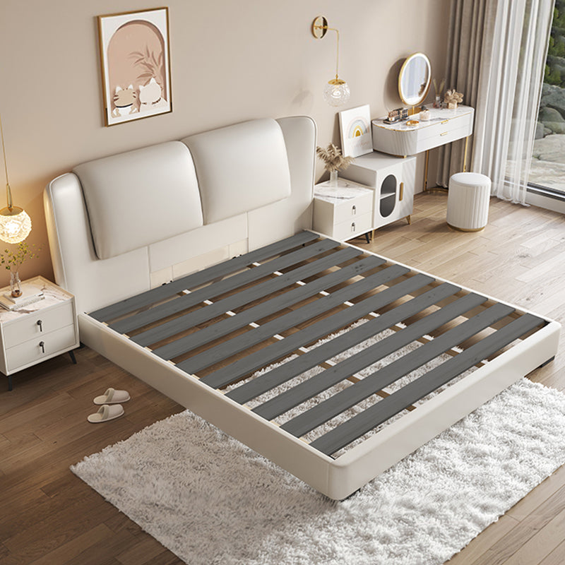 43.3" Tall Contemporary Panel Bed Wood and Upholstered Bed Frame