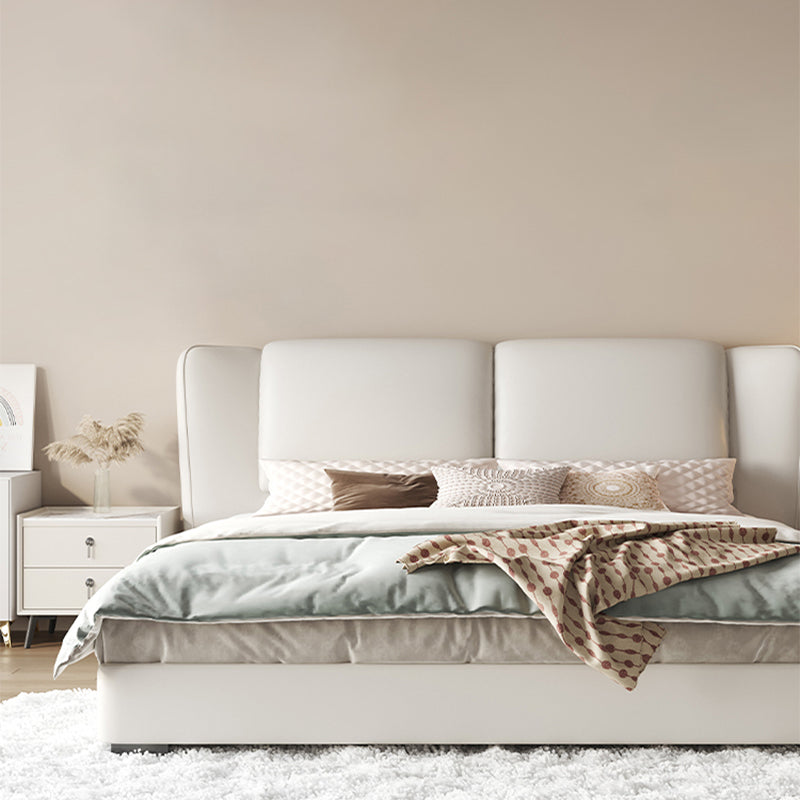 43.3" Tall Contemporary Panel Bed Wood and Upholstered Bed Frame