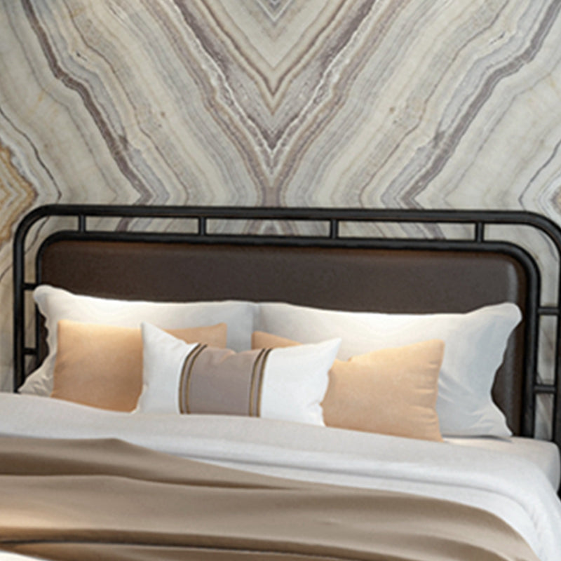 Glam Open-Frame Bed Metal and Upholstered Standard Bed, 43.3" Tall