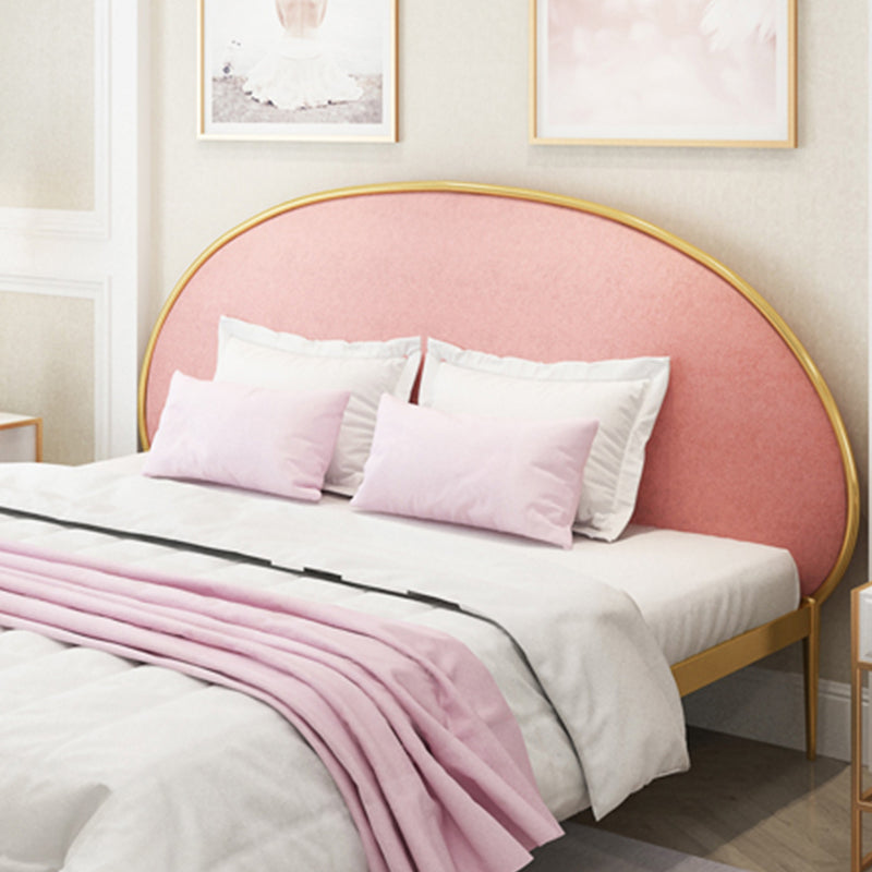 Glam Metal and Upholstered Bed Frame with Arched Upholstered Headboard