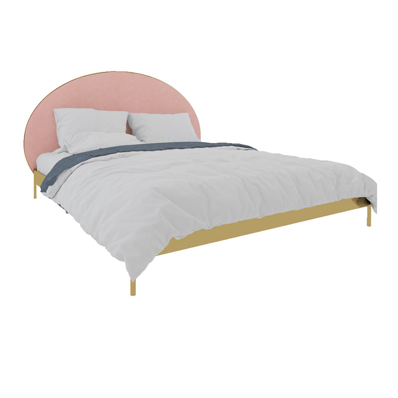 Glam Metal and Upholstered Bed Frame with Arched Upholstered Headboard
