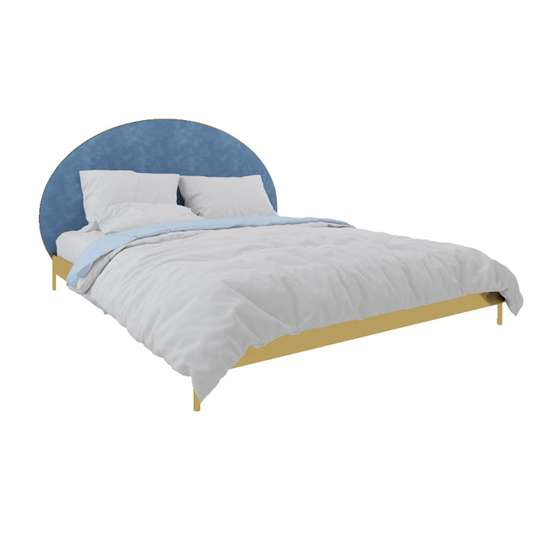 Glam Metal and Upholstered Bed Frame with Arched Upholstered Headboard