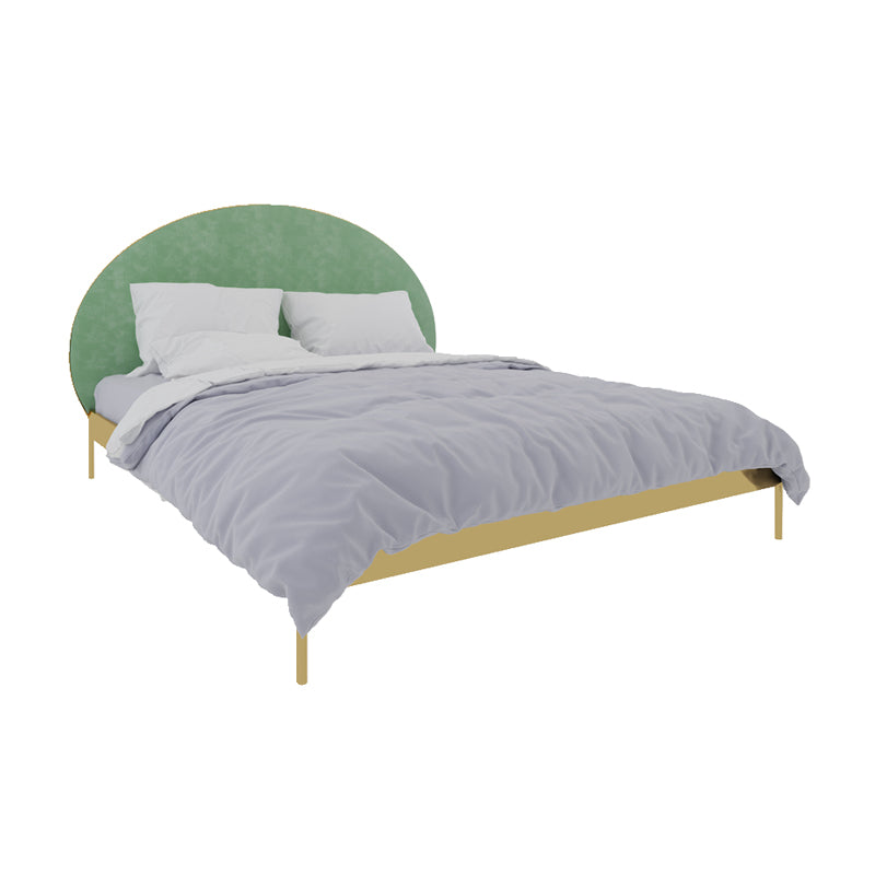 Glam Metal and Upholstered Bed Frame with Arched Upholstered Headboard