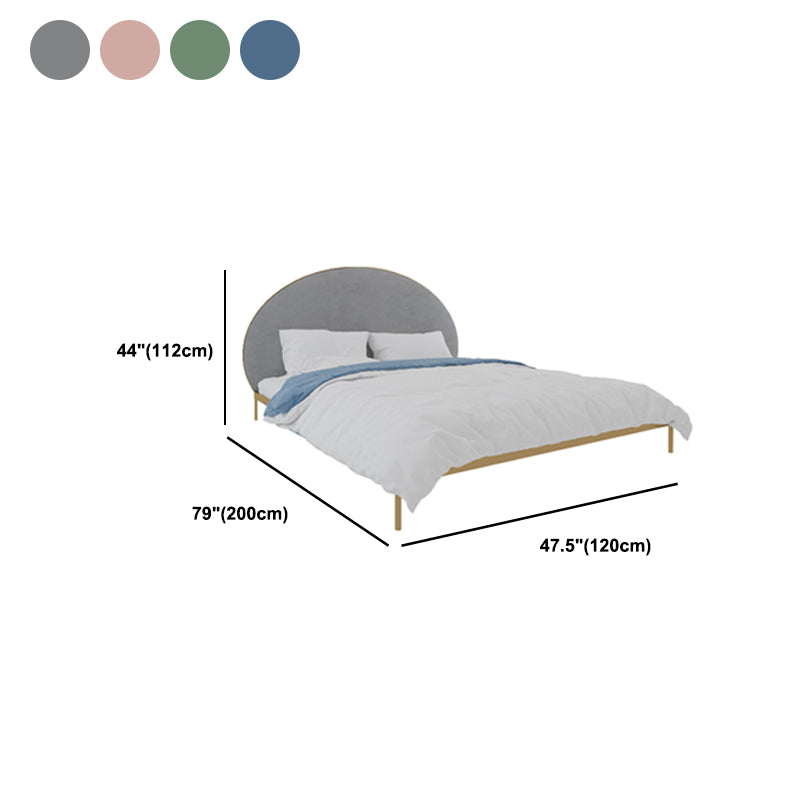 Glam Metal and Upholstered Bed Frame with Arched Upholstered Headboard