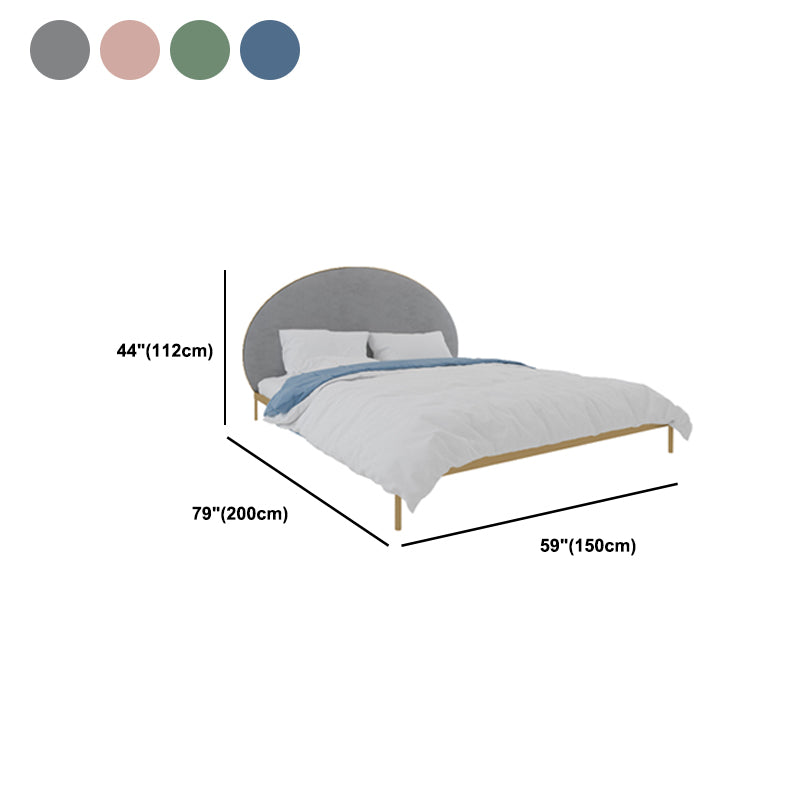 Glam Metal and Upholstered Bed Frame with Arched Upholstered Headboard