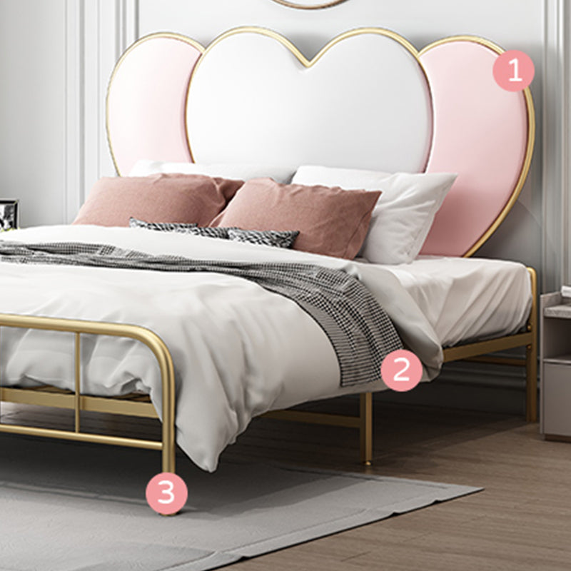 Metal Panel Bed Glam 51" Tall Standard Bed with Upholstered Headboard