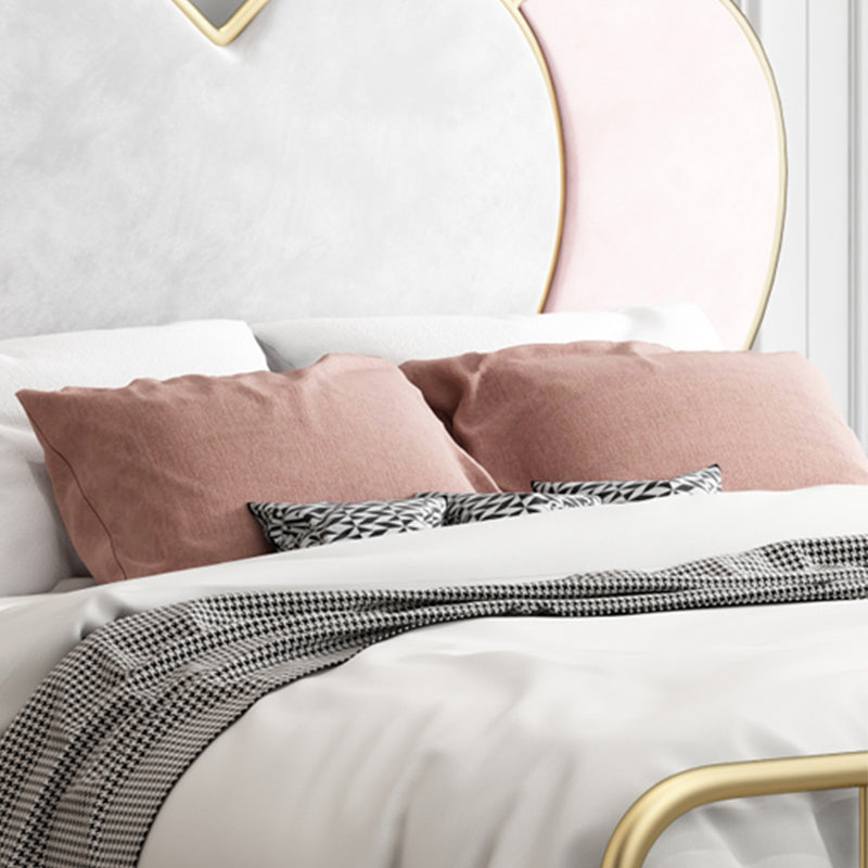 Metal Panel Bed Glam 51" Tall Standard Bed with Upholstered Headboard