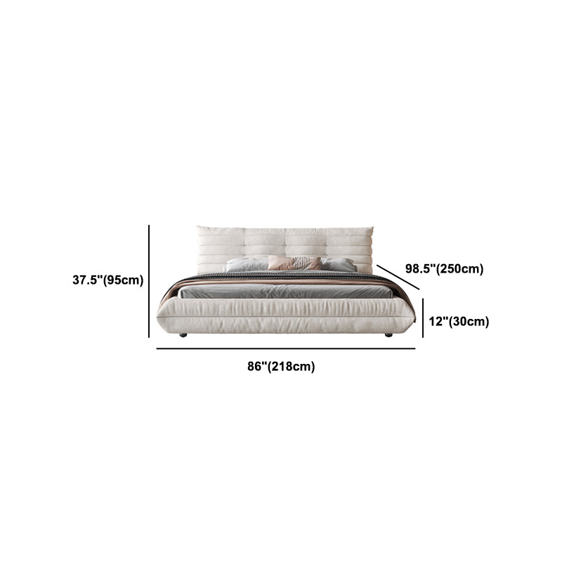 37.4" Tall Glam Panel Bed Wood and Upholstered Standard Bed in White