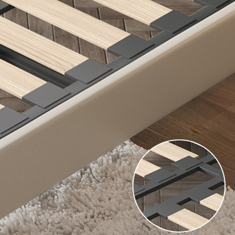 Modern White Panel Bed Wood and Upholstered Bed Frame, 42.5" Tall