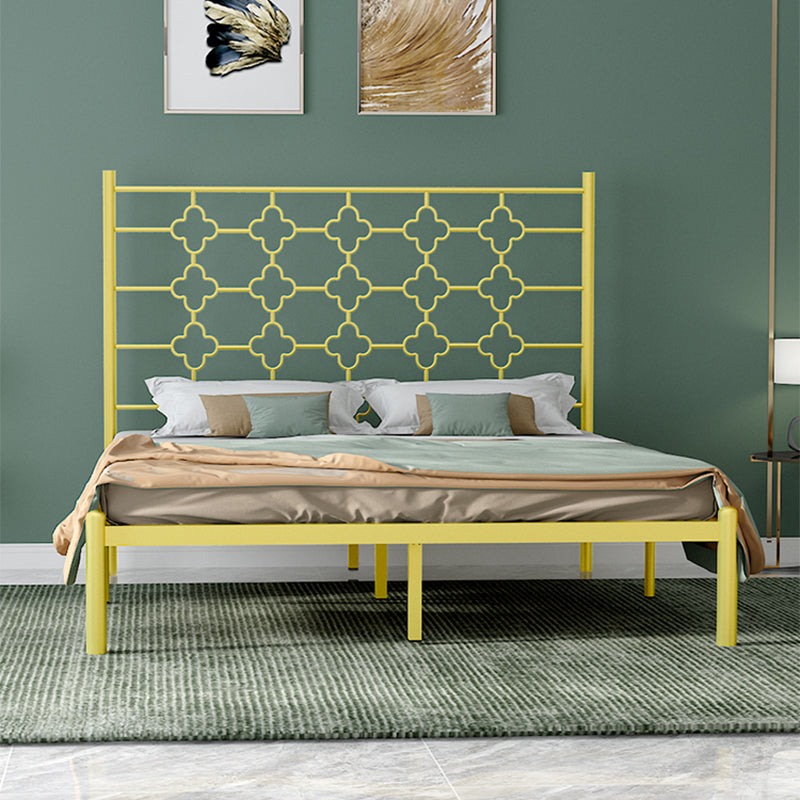 Metallic Open-Frame Bed Glam Standard Bed with Headboard, 49" Tall