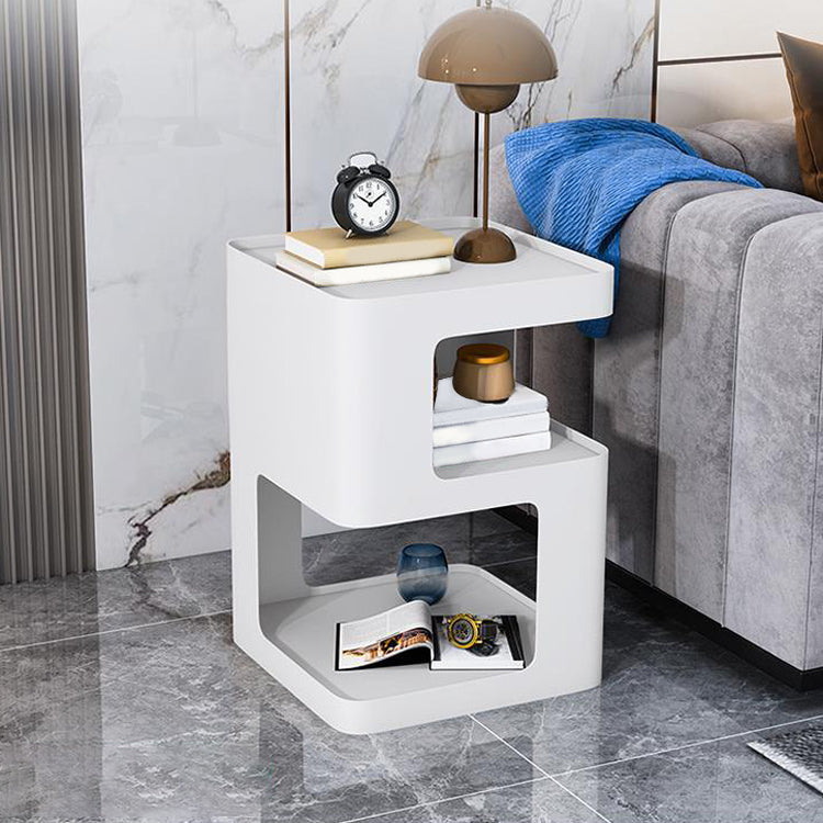 Square Tray Slate Top Side Table 21.65" Tall Metal Abstract Base End Table