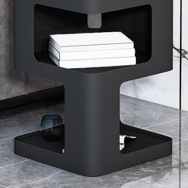 Square Tray Slate Top Side Table 21.65" Tall Metal Abstract Base End Table