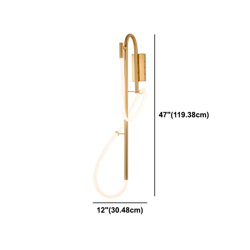 Gold Linear LED Wall Lamp in Modern Creative Style Wrought Iron Wall Sconce with Silicone Shade