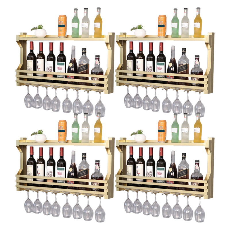 Wall Mounted Iron Wine Glass Stemware Rack Holder Modern Wine Racks with Shelf