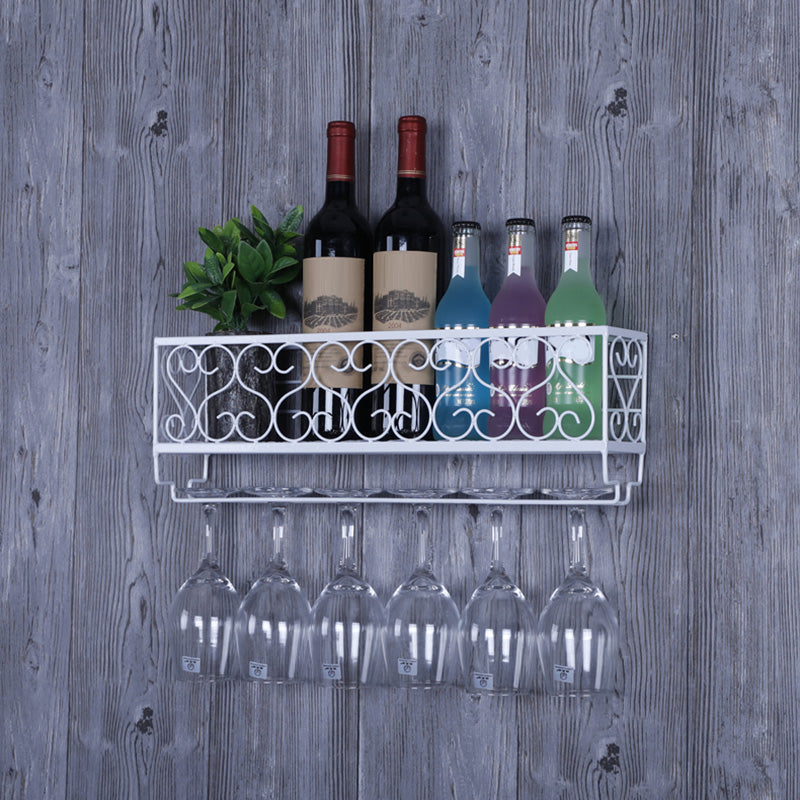 Metal Modern Wine Shelf with Bottle Stemware Holder Wall Mounted Wine Racks