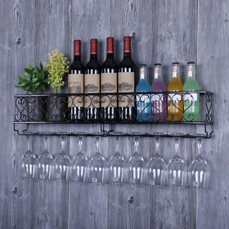 Metal Modern Wine Shelf with Bottle Stemware Holder Wall Mounted Wine Racks