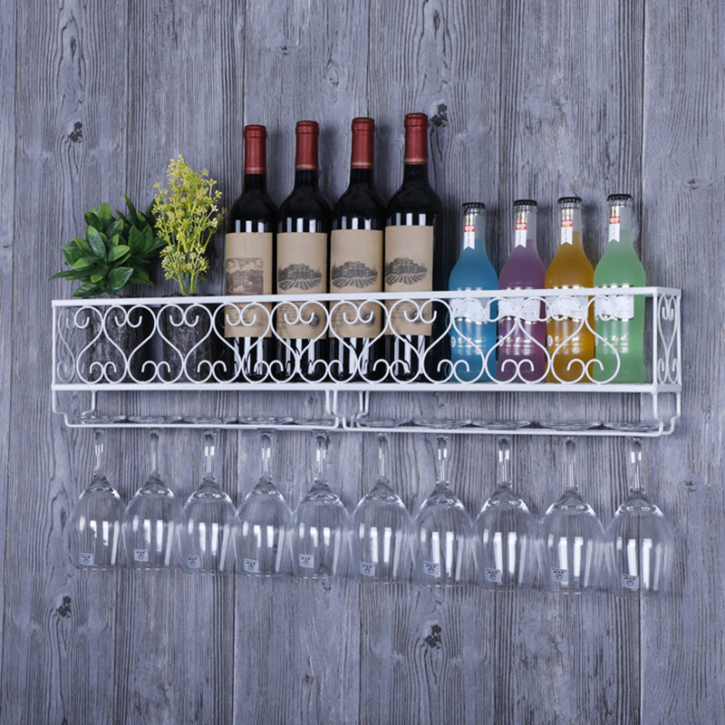 Metal Modern Wine Shelf with Bottle Stemware Holder Wall Mounted Wine Racks