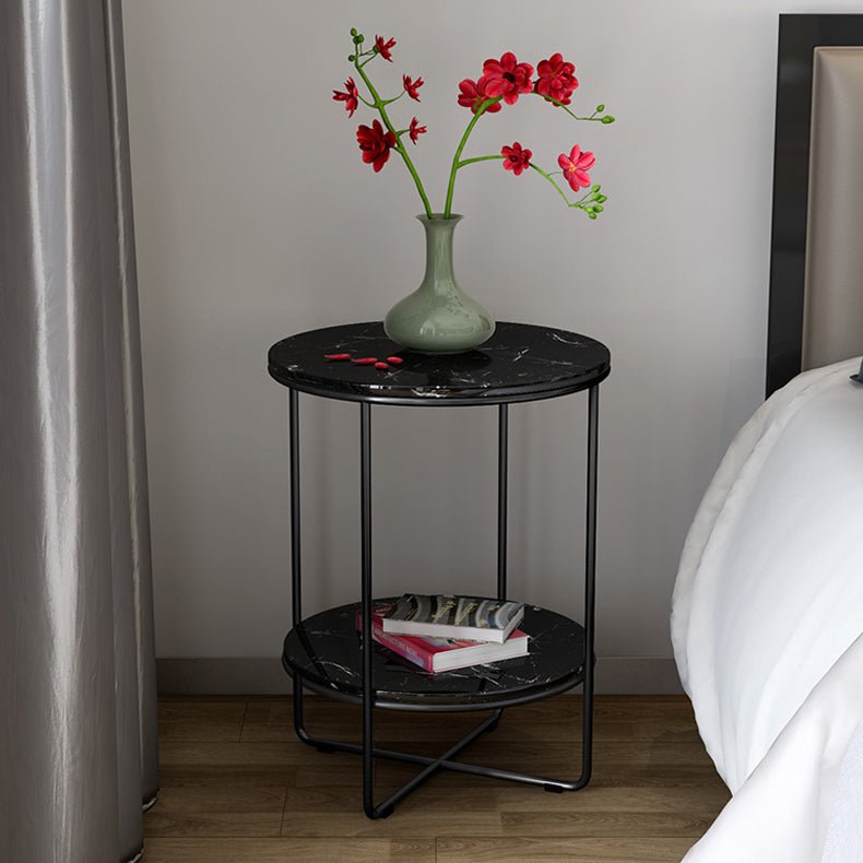 23.62" Tall Glam Bed Nightstand Faux Marble Night Table with 2 Shelves