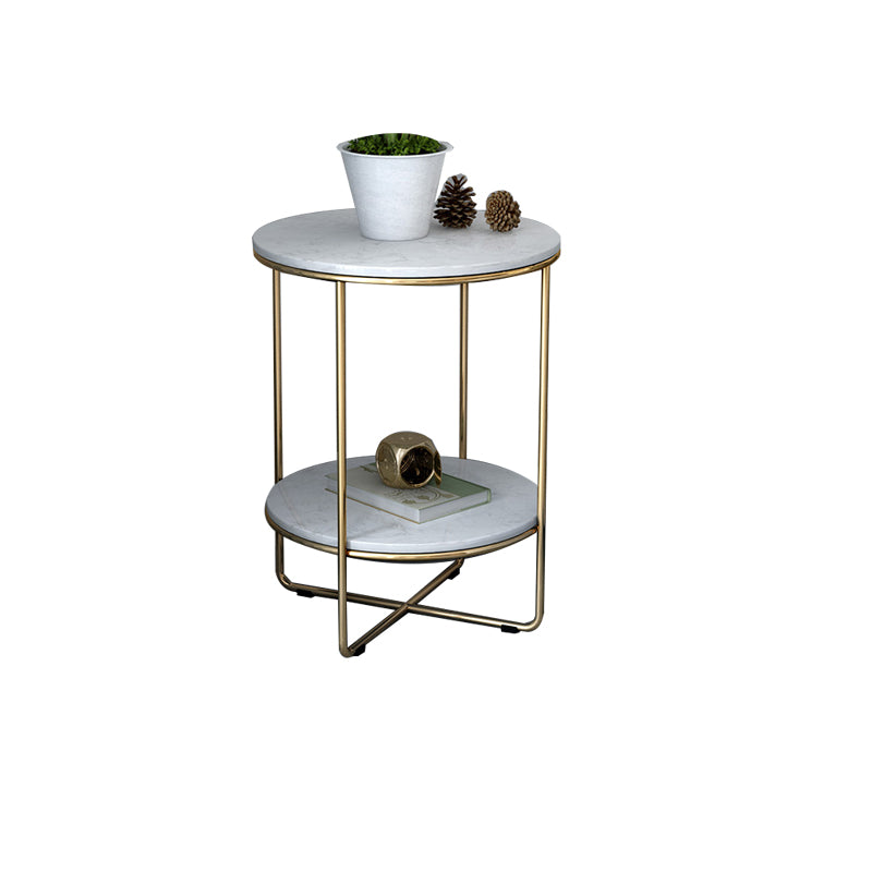 23.62" Tall Glam Bed Nightstand Faux Marble Night Table with 2 Shelves