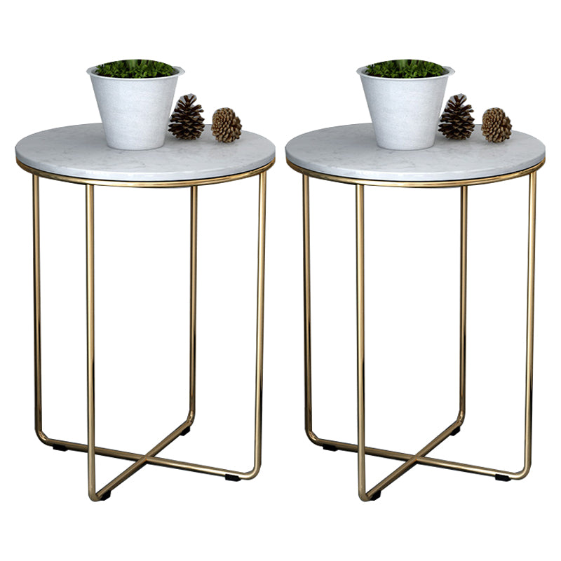 23.62" Tall Glam Bed Nightstand Faux Marble Night Table with 2 Shelves