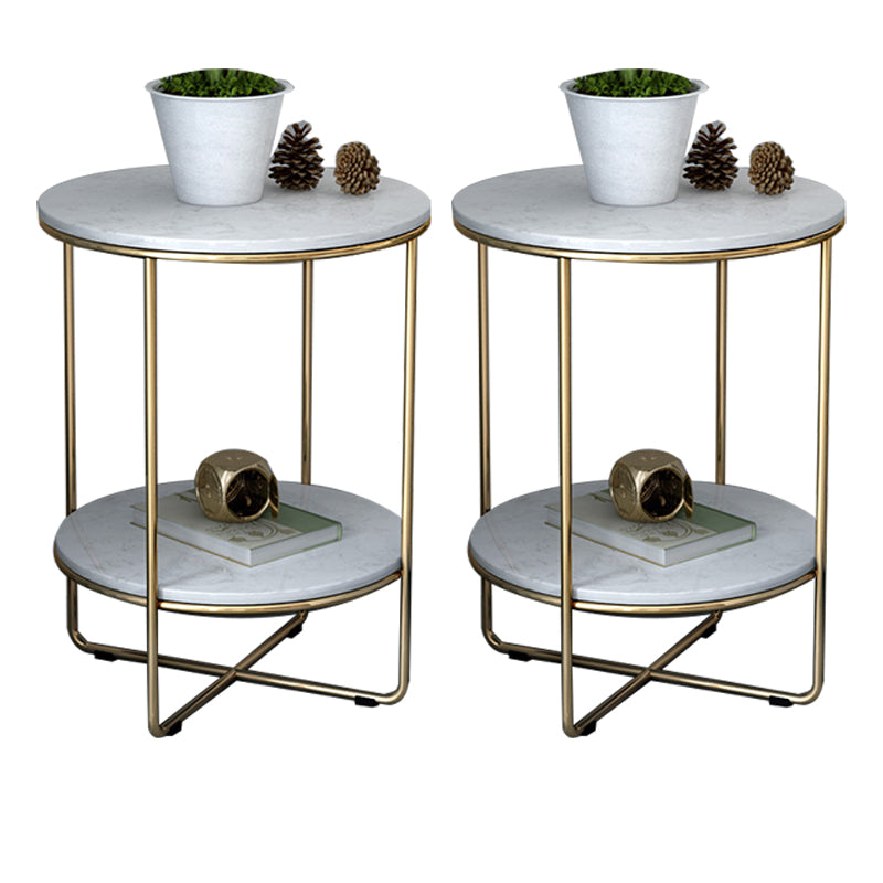 23.62" Tall Glam Bed Nightstand Faux Marble Night Table with 2 Shelves