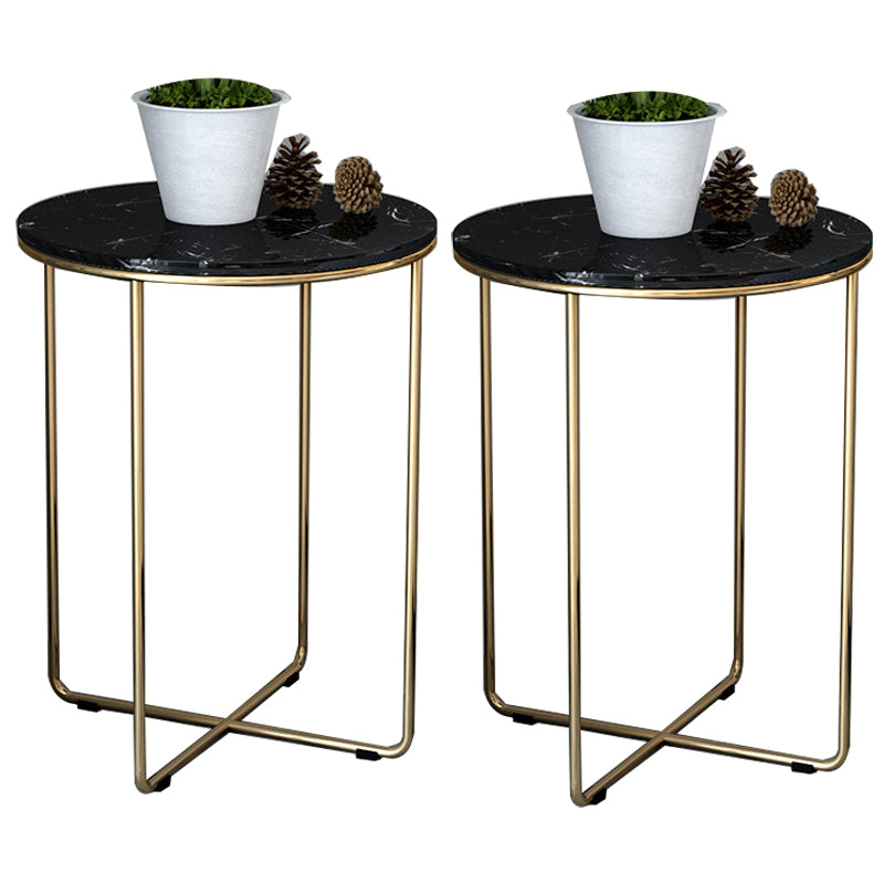 23.62" Tall Glam Bed Nightstand Faux Marble Night Table with 2 Shelves