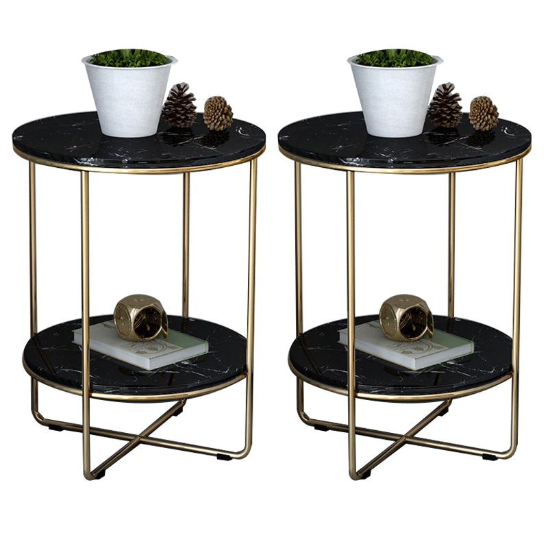 23.62" Tall Glam Bed Nightstand Faux Marble Night Table with 2 Shelves