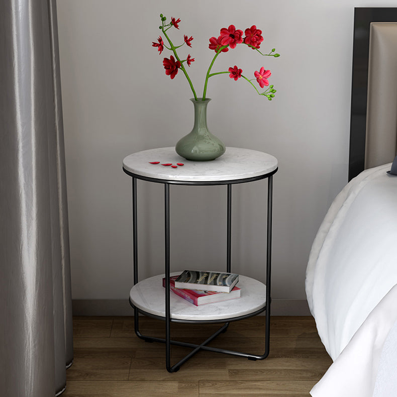 23.62" Tall Glam Bed Nightstand Faux Marble Night Table with 2 Shelves